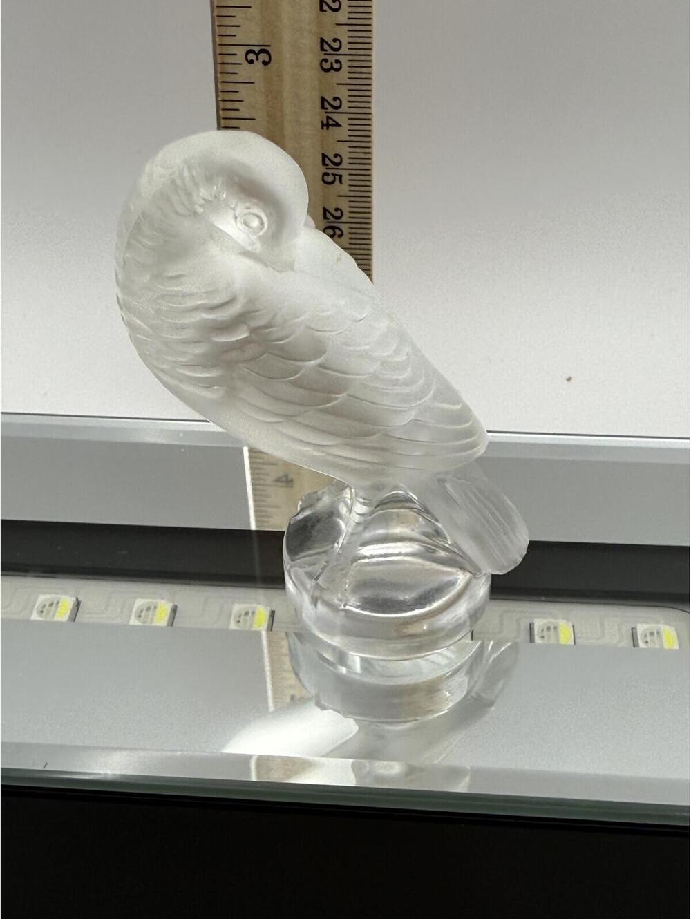 Lalique France Crystal Frosted Dove Bird Figurine Signed Art Glass Sculpture